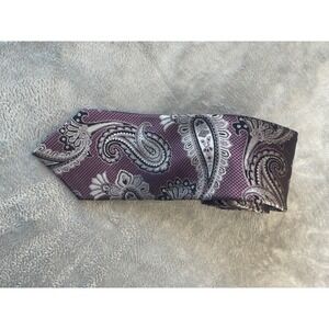 Paisley Men's Necktie Purple Black Silver Business Wedding Formal